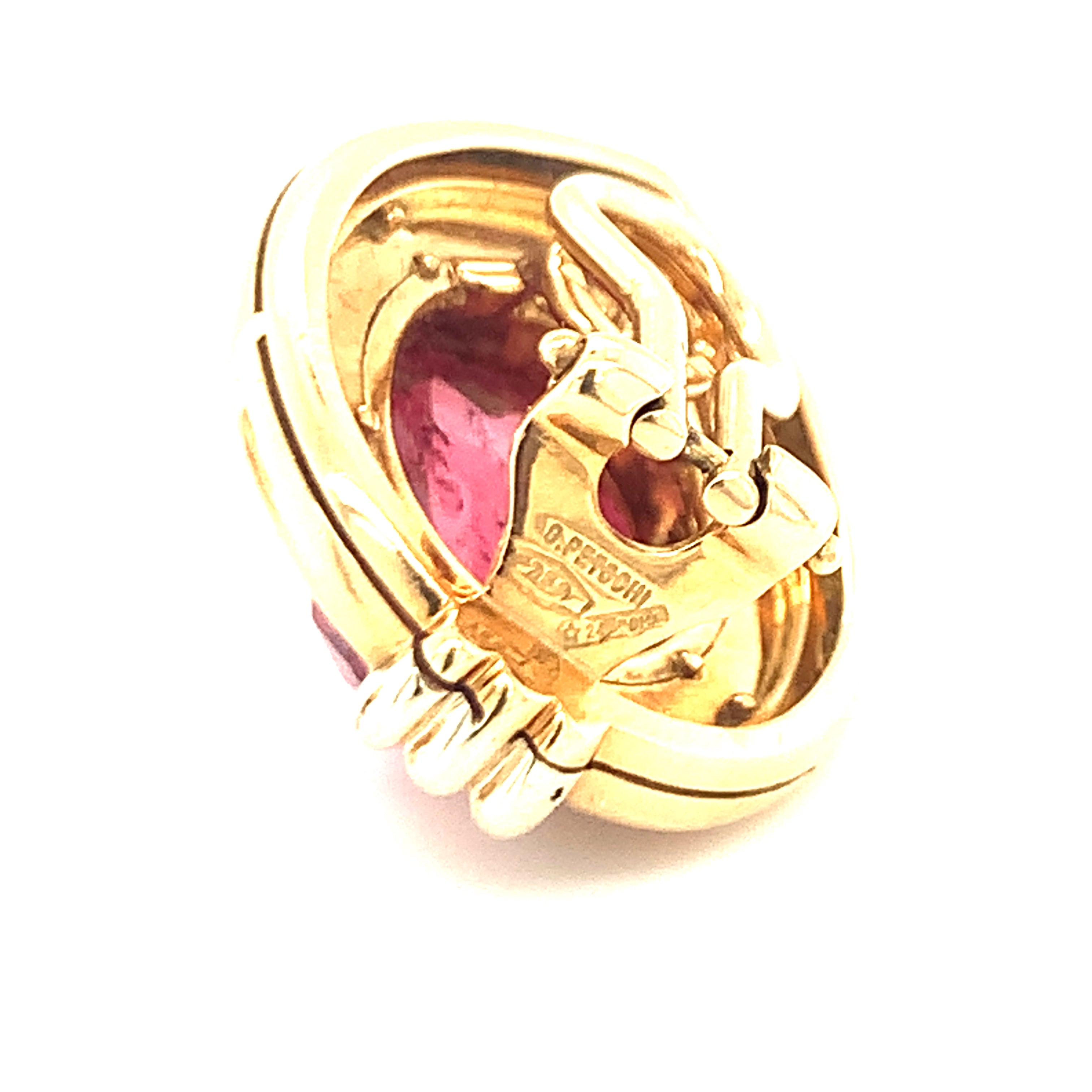 Pink Tourmaline 18K Yellow Gold Earclips