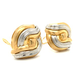 Platinum and 18k Yellow Gold Wave Motif Earrings