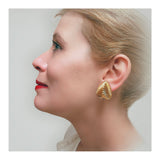 Pyramid Shaped Earrings in 18K Yellow Gold, circa 1970s