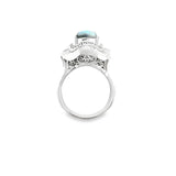 MID-CENTURY PLATINUM BLACK OPAL AND DIAMOND BALLERINA STYLE RING