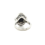 MID-CENTURY PLATINUM BLACK OPAL AND DIAMOND BALLERINA STYLE RING