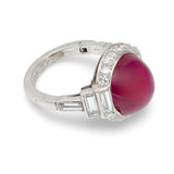 Art Deco Star Ruby and Diamond Platinum and 18K White Gold Ring, circa 1930s