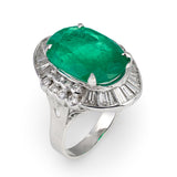 Art Deco Emerald and Diamond Platinum Ring, circa 1930s