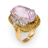 Kunzite and Diamond 18K Yellow Gold and Platinum Ring, circa 1960s