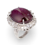 Mid-Century Star Ruby and Diamond 18k White Gold Cocktail Ring, circa 1950s