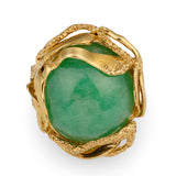 Green Jade 18K Yellow Gold Ring, circa 1960s