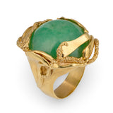 Green Jade 18K Yellow Gold Ring, circa 1960s