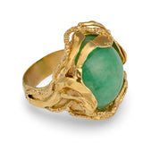 Green Jade 18K Yellow Gold Ring, circa 1960s