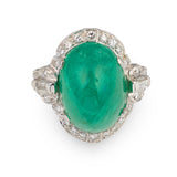 18K WHITE GOLD EMERALD AND DIAMOND RING