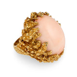 Pink Coral 18K Yellow Gold Cocktail Ring, circa 1960s