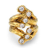 Naturalistic Designed Diamond 14K Yellow Gold Ring, circa 1960s