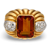 Madeira Citrine Ring in 18K Yellow Gold, circa 1940s