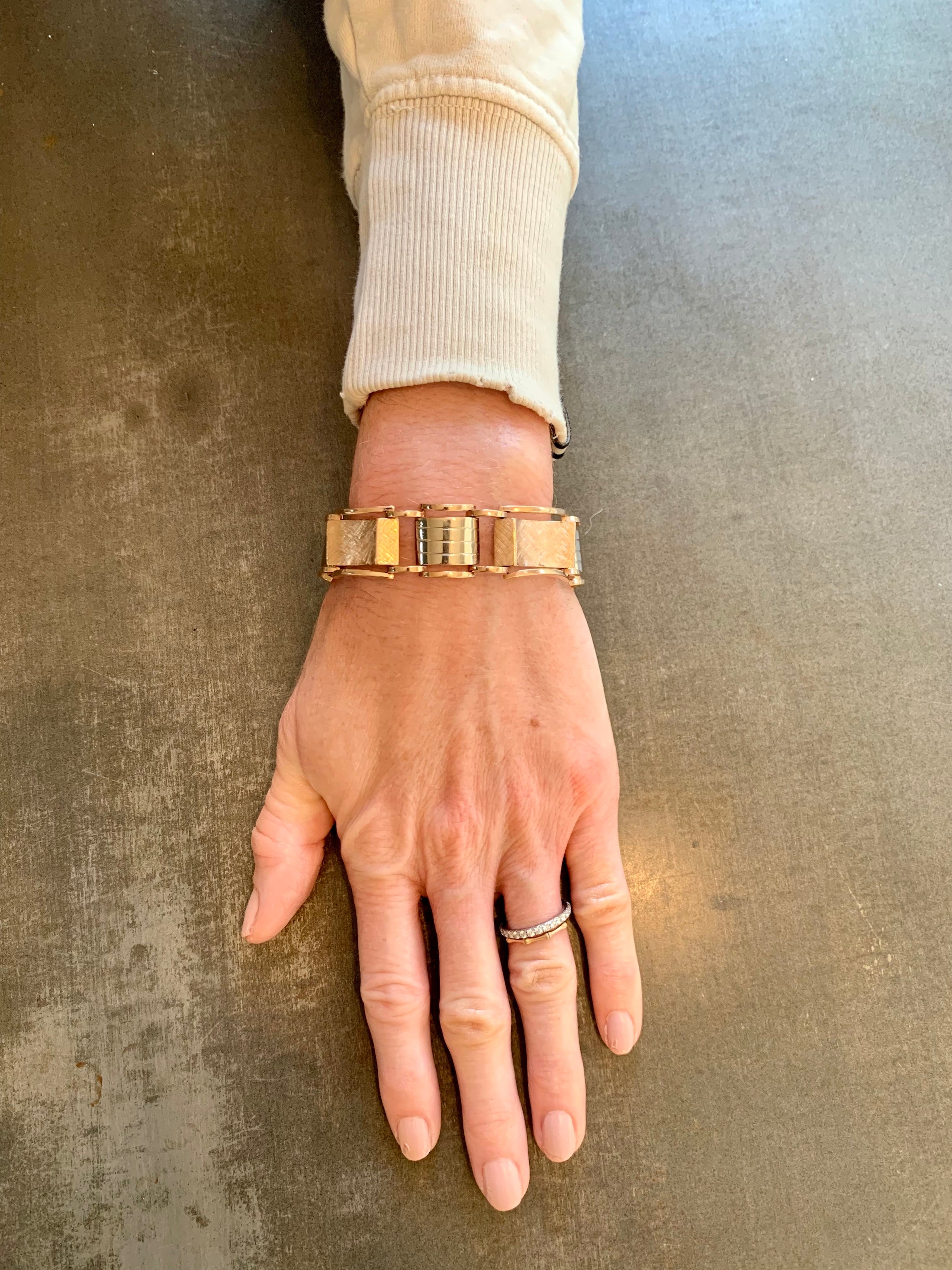 Retro 14K Rose and White Gold Link Bracelet