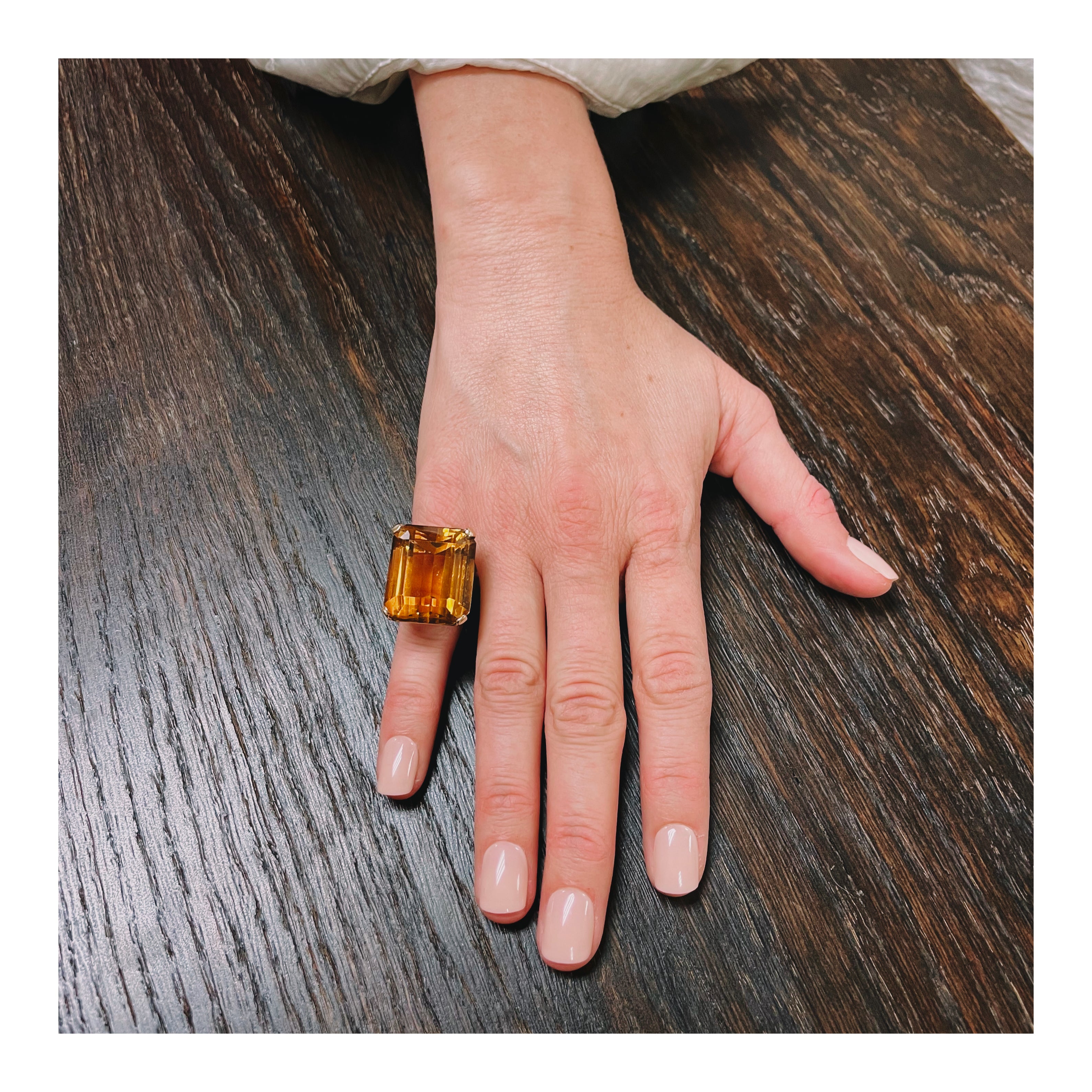 Retro Citrine 14K Rose Gold Ring, 1940s