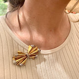 Retro Diamond Bow Gold Brooch, circa 1940s