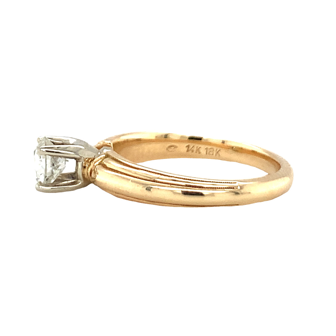 Retro Diamond Engagement Yellow Gold Ring