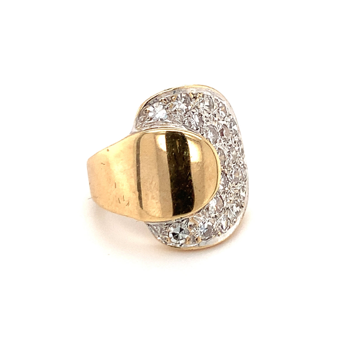 Retro Diamond Two-Tone Gold Ring, circa 1940s
