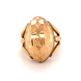Retro Marquise-Shaped Hammered Rose Gold Ring