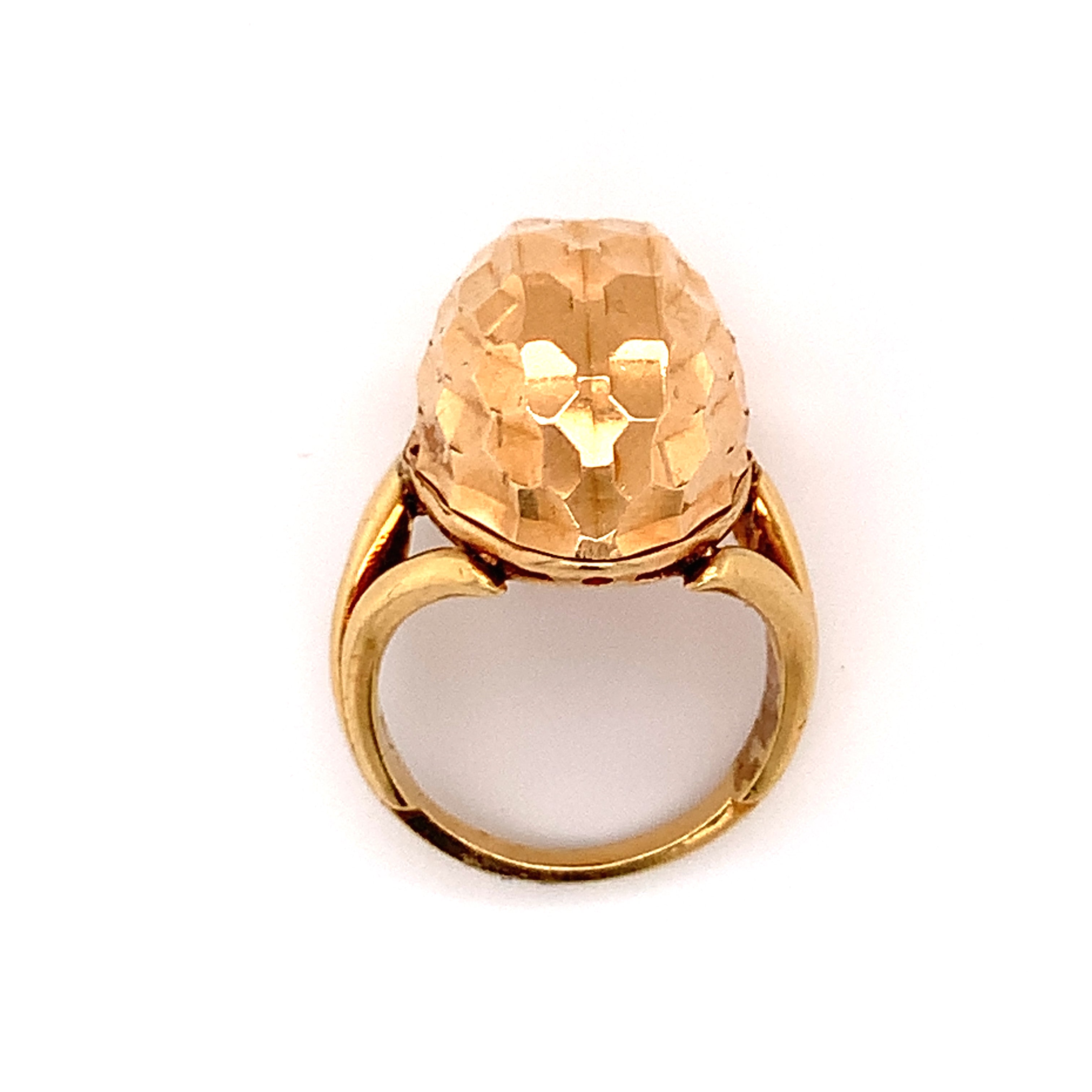 Retro Marquise-Shaped Hammered Rose Gold Ring