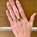 Retro Marquise-Shaped Hammered Rose Gold Ring