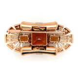 Retro Period Citrine and Diamond Brooch in 14K Gold, circa 1940s
