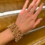 Retro Sapphire and Pearl 14k Yellow Gold Bracelet, circa 1940s