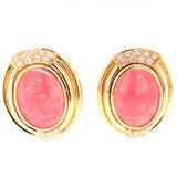 Rhodochrosite and Diamond Yellow Gold Earrings, circa 1960s