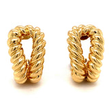 Ribbed 18k Yellow Gold Earclips, circa 1960s