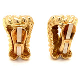 Ribbed 18k Yellow Gold Earclips, circa 1960s
