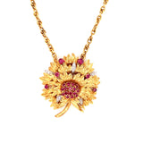 Ruby and Diamond 18K Yellow Gold Pendant / Brooch, circa 1960s