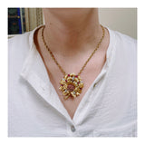 Ruby and Diamond 18K Yellow Gold Pendant / Brooch, circa 1960s
