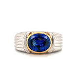 Sapphire Platinum and Yellow Gold Ring, circa 1990s