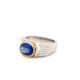 Sapphire Platinum and Yellow Gold Ring, circa 1990s