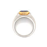 Sapphire Platinum and Yellow Gold Ring, circa 1990s