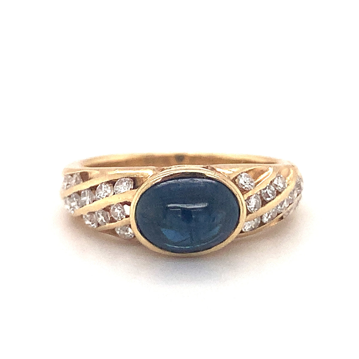 Sapphire and Diamond 14k Yellow Gold Ring, circa 1970s