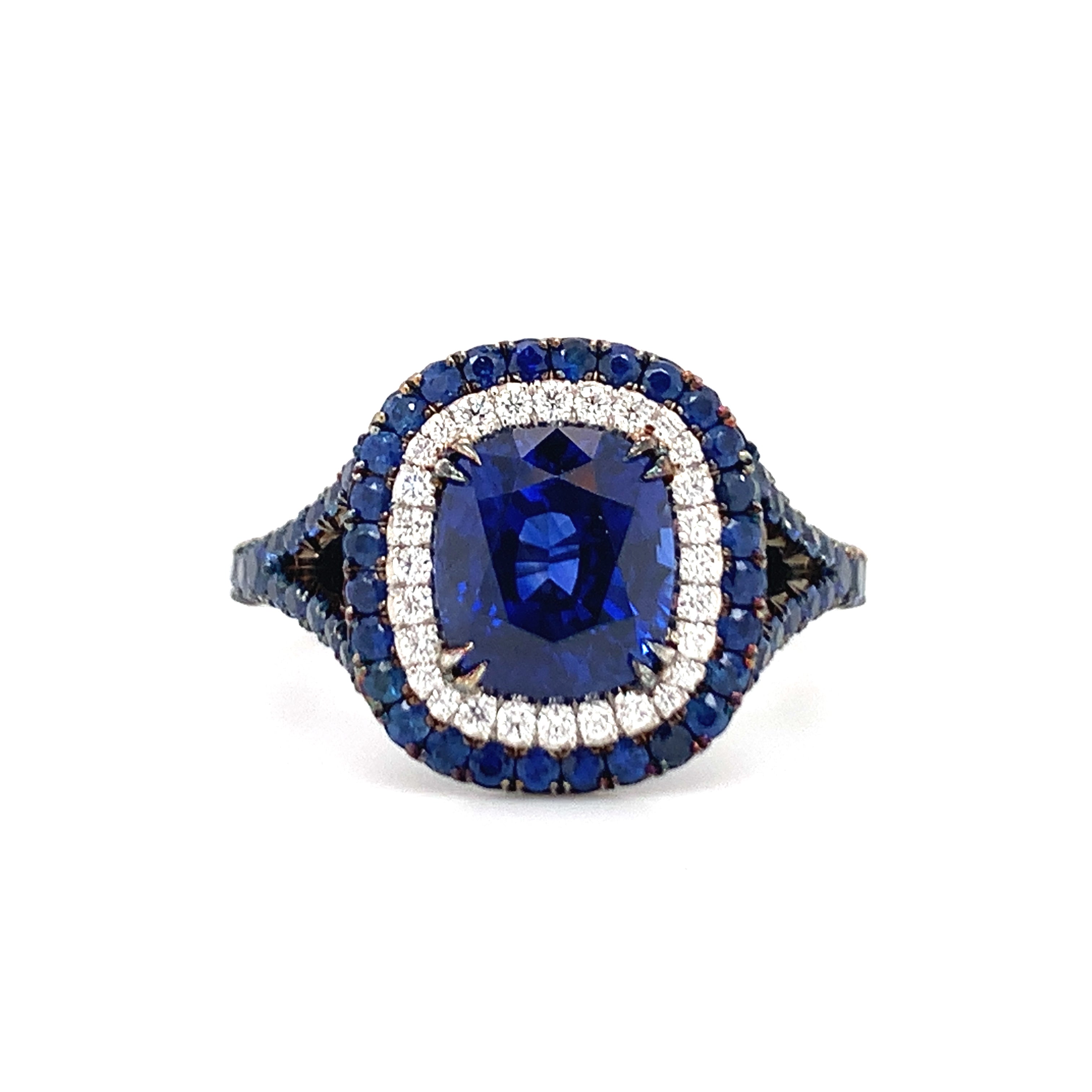 Sapphire and Diamond Platinum Ring by Omi
