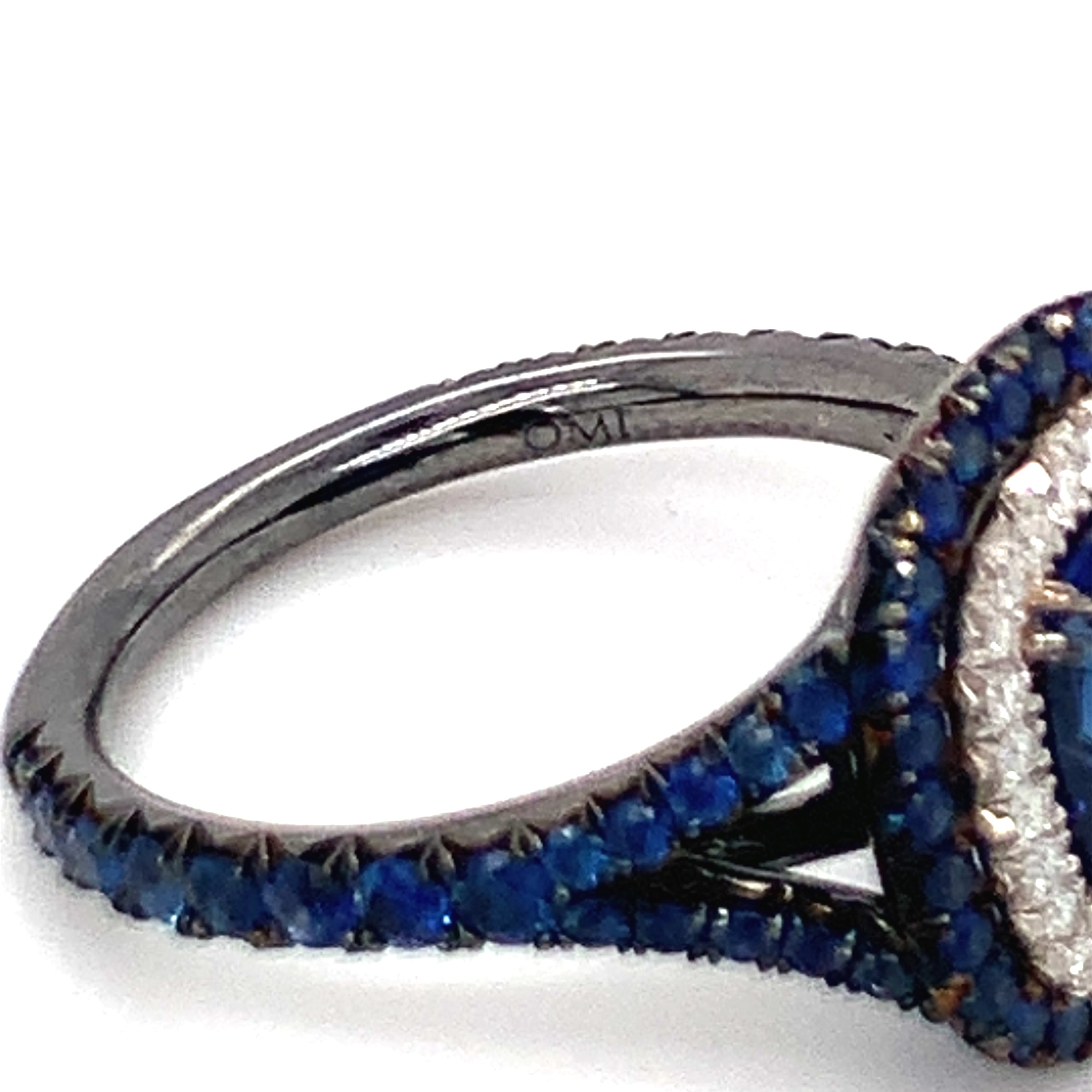 Sapphire and Diamond Platinum Ring by Omi