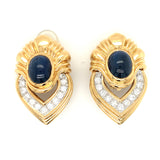 Sapphire and Diamond Platinum and 18k Gold Earclips