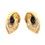 Sapphire and Diamond Platinum and 18k Gold Earclips