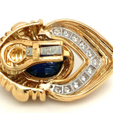 Sapphire and Diamond Platinum and 18k Gold Earclips