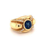 Sapphire and Diamond Ring in 18K Yellow Gold, circa 1970s