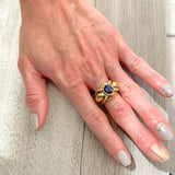Sapphire and Diamond Ring in 18K Yellow Gold, circa 1970s