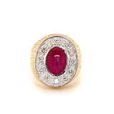 Star Ruby and Diamond 18k Yellow Gold Ring, circa 1960s
