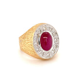 Star Ruby and Diamond 18k Yellow Gold Ring, circa 1960s
