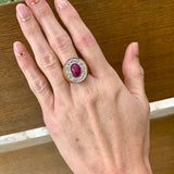 Star Ruby and Diamond 18k Yellow Gold Ring, circa 1960s