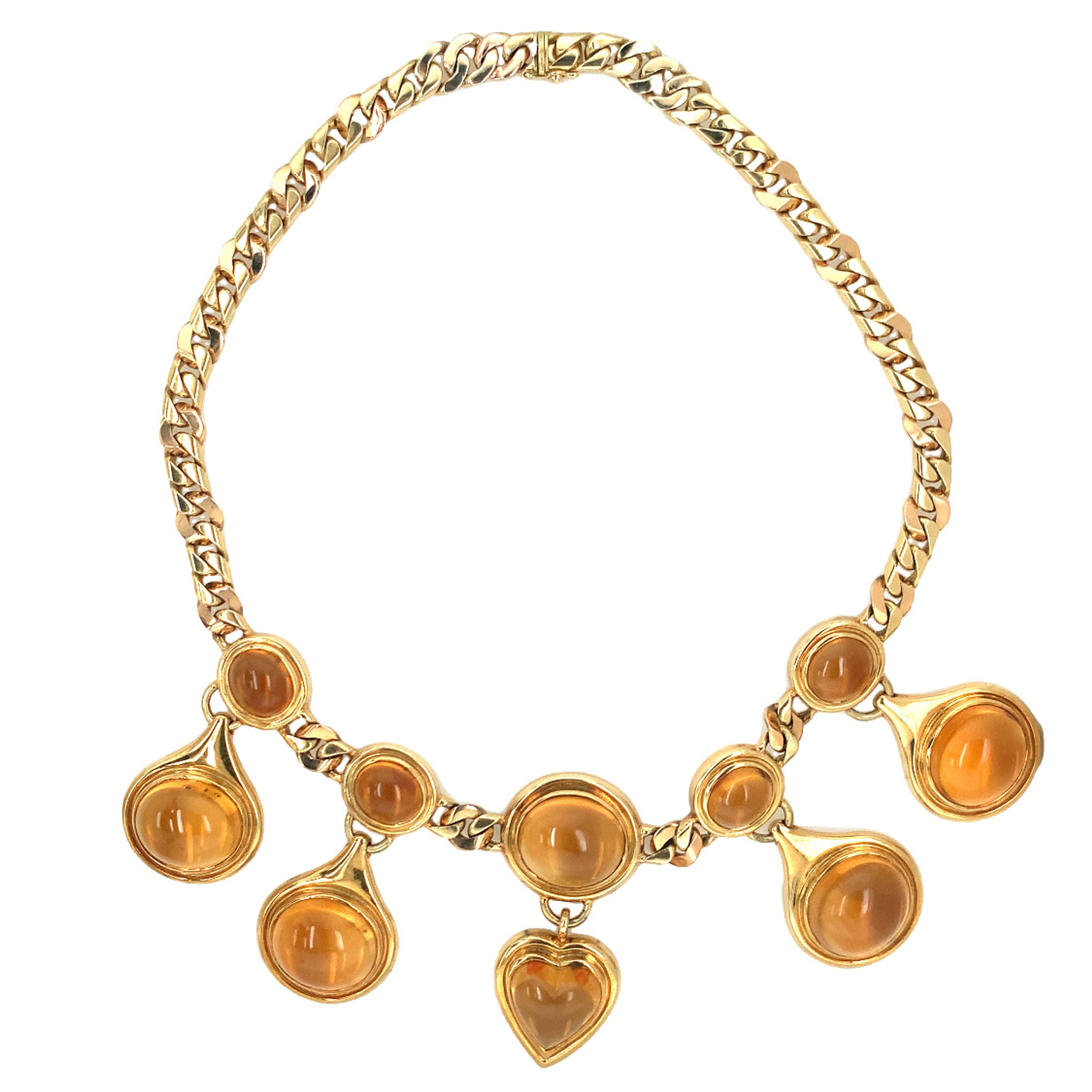 Suspending Citrine 18K Yellow Gold Necklace