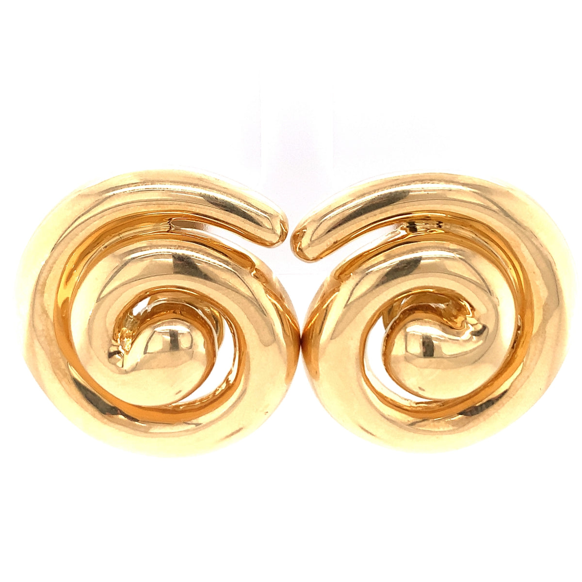 Swirl 18K Yellow Gold Earclips by Turi, circa 1970s