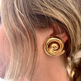 Swirl 18K Yellow Gold Earclips by Turi, circa 1970s