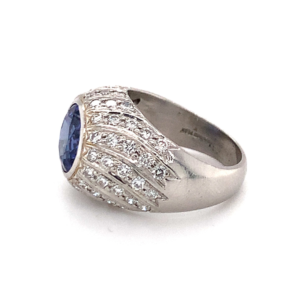 Tanzanite and Diamond Platinum Ring, circa 1970s