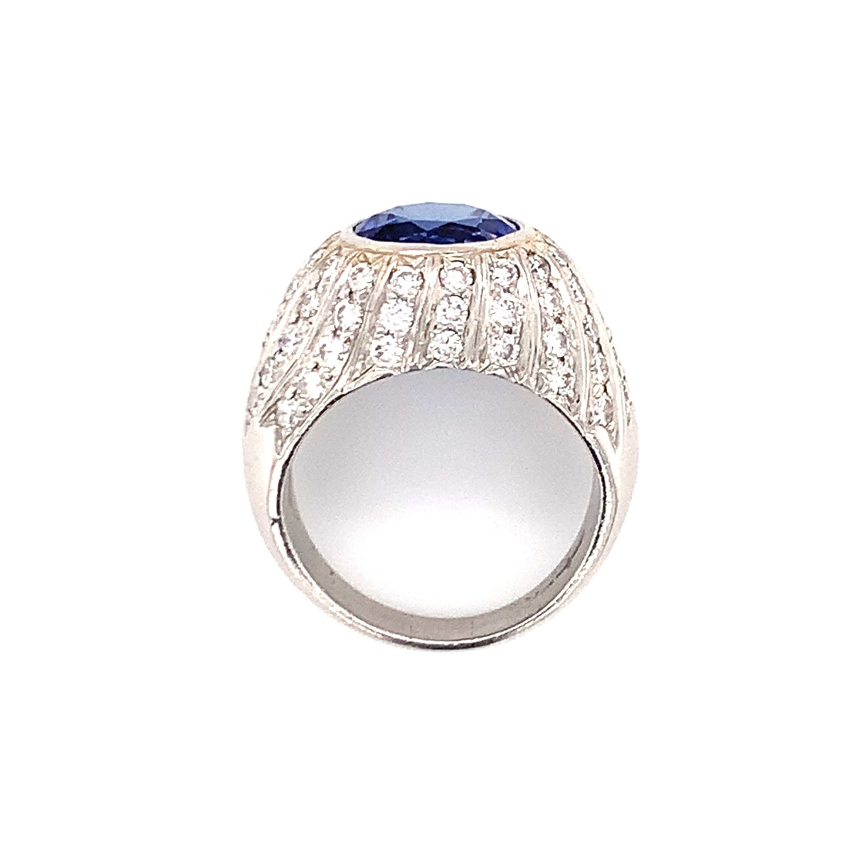 Tanzanite and Diamond Platinum Ring, circa 1970s